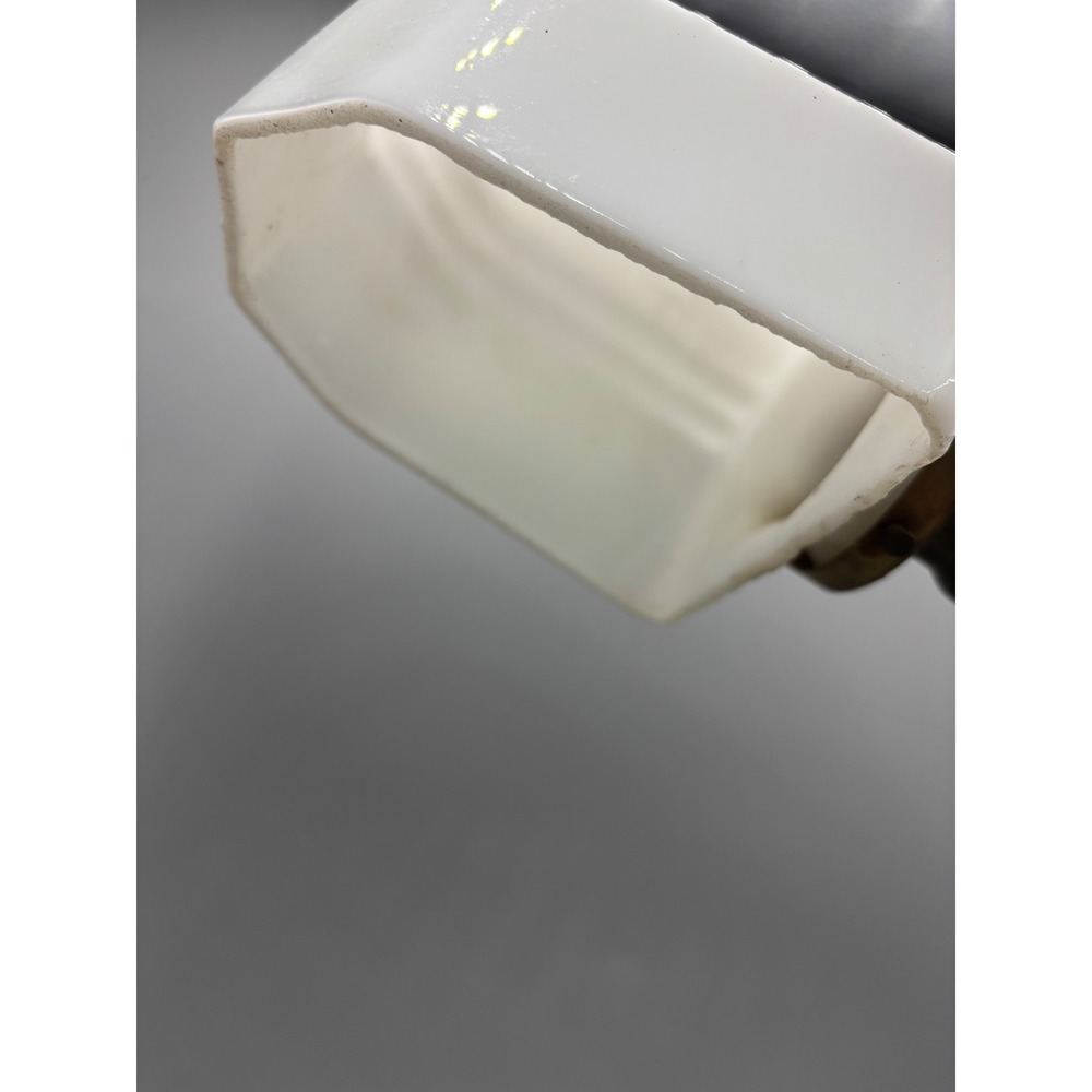 Vintage Art Deco Gooseneck Desk Lamp Cast Metal Shell Base Milk Glass Step Shade - Picture 6 of 9